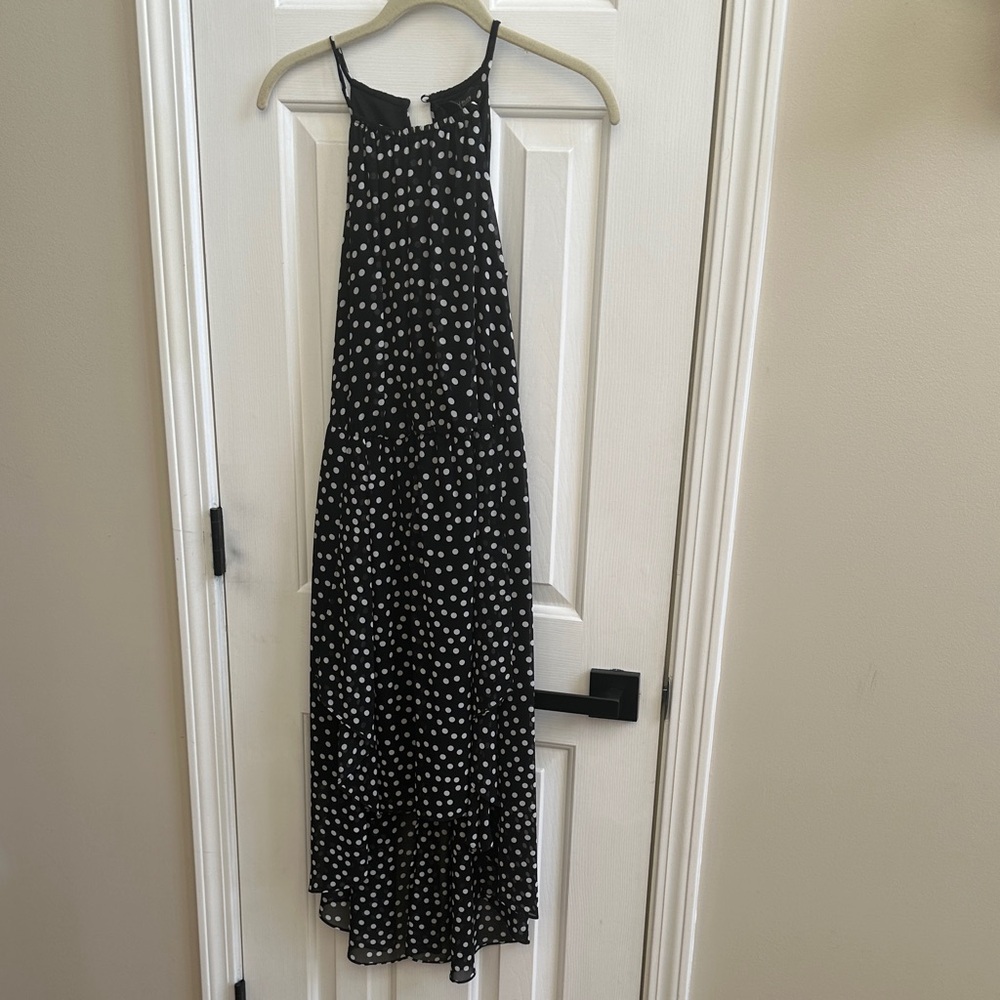 White House Black Market Black and White High Low Dress